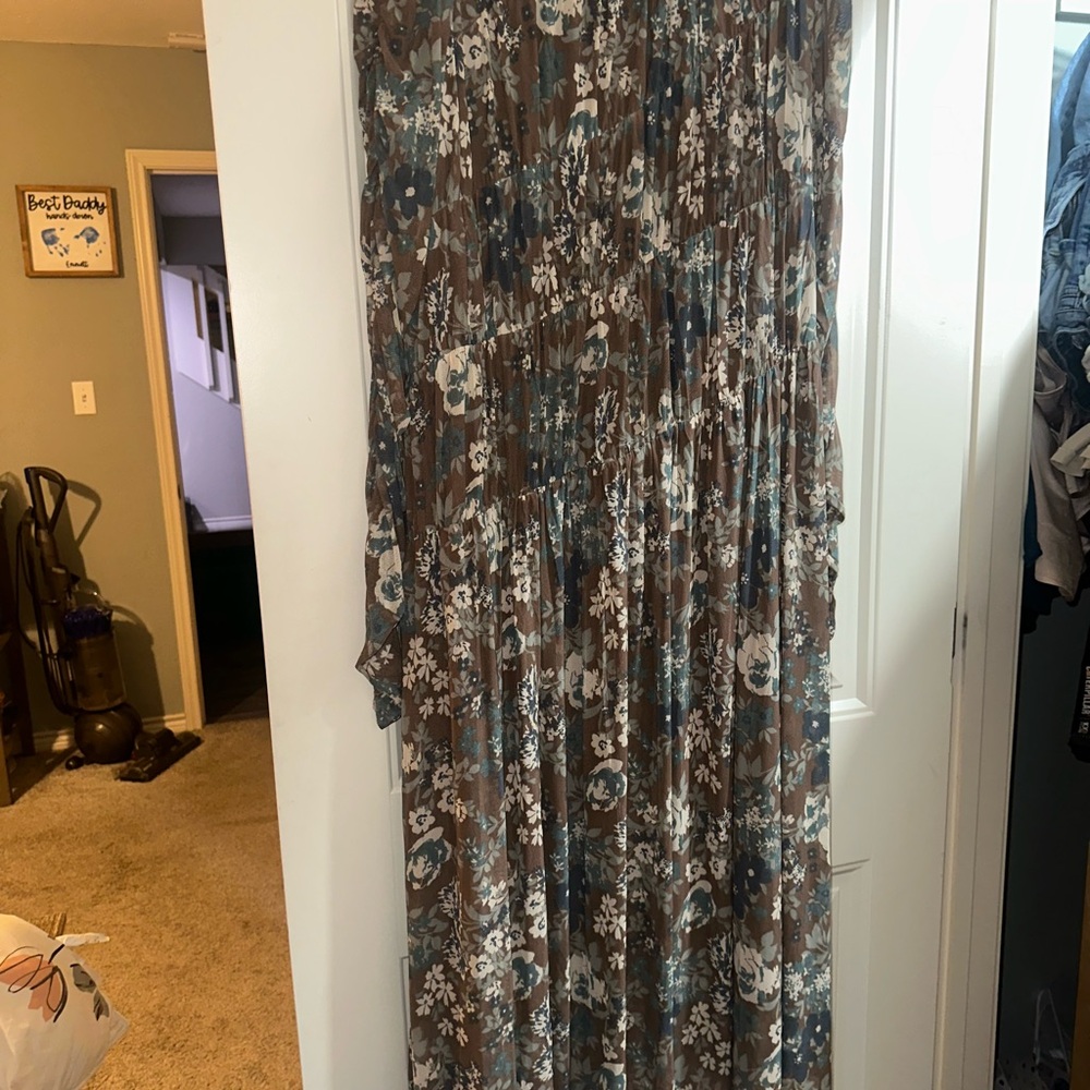 Listicle Floral Maxi Dress - Brown and Blue